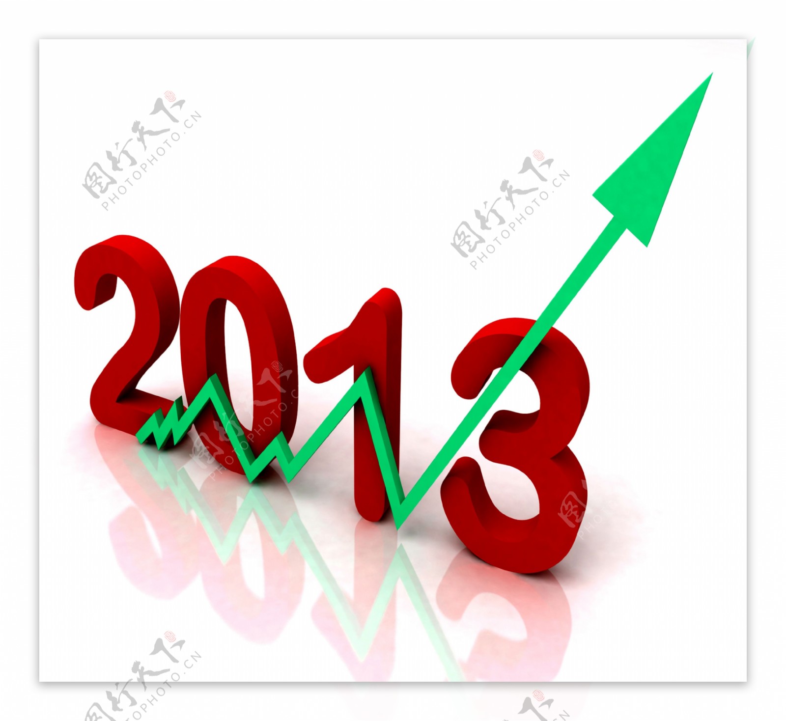 2013绿色箭头显示年的销售额