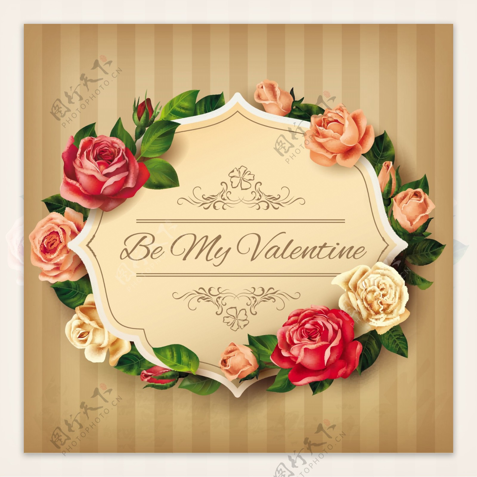 节日礼物卡片精美花朵玫瑰矢量素材
