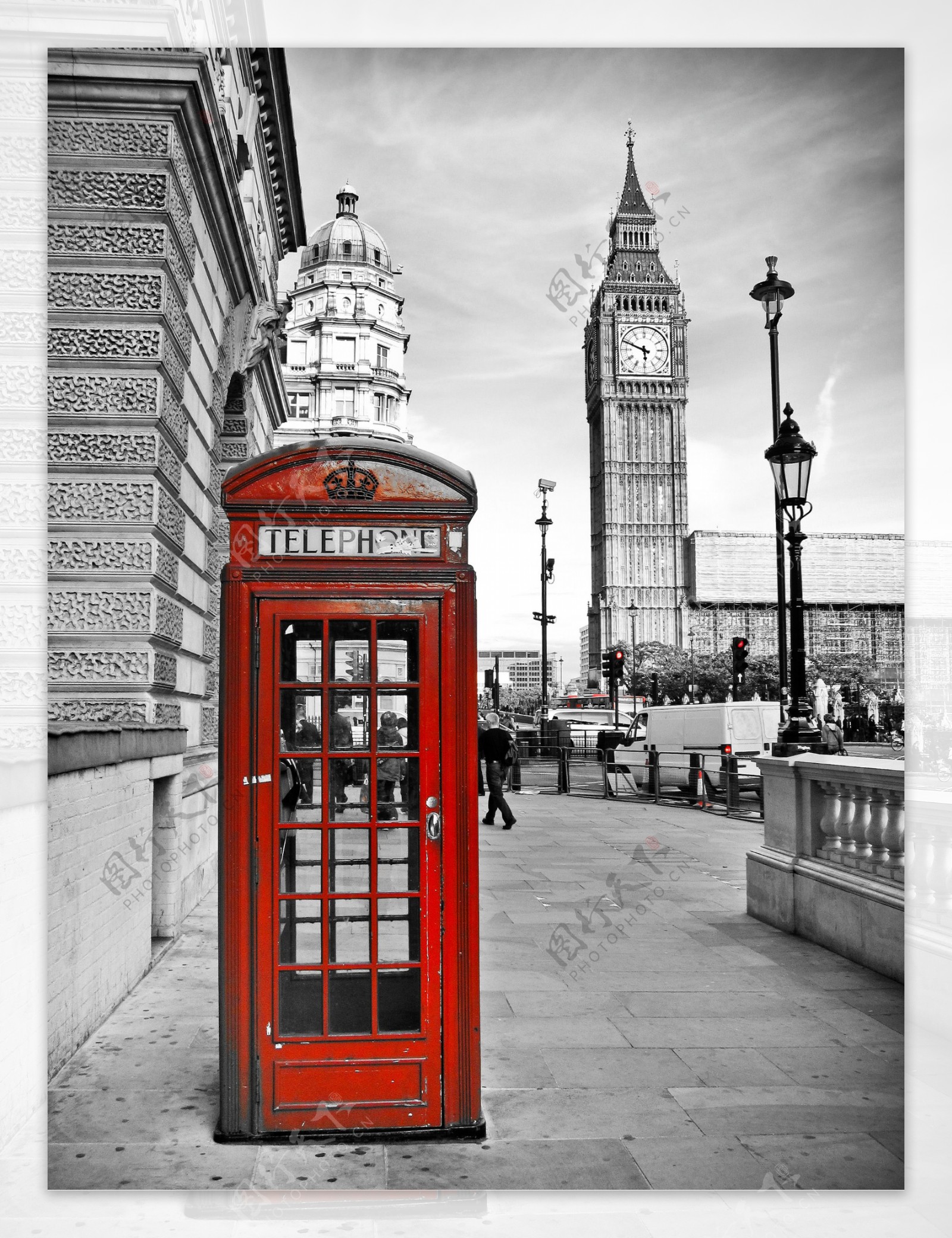英国红色电话亭图片