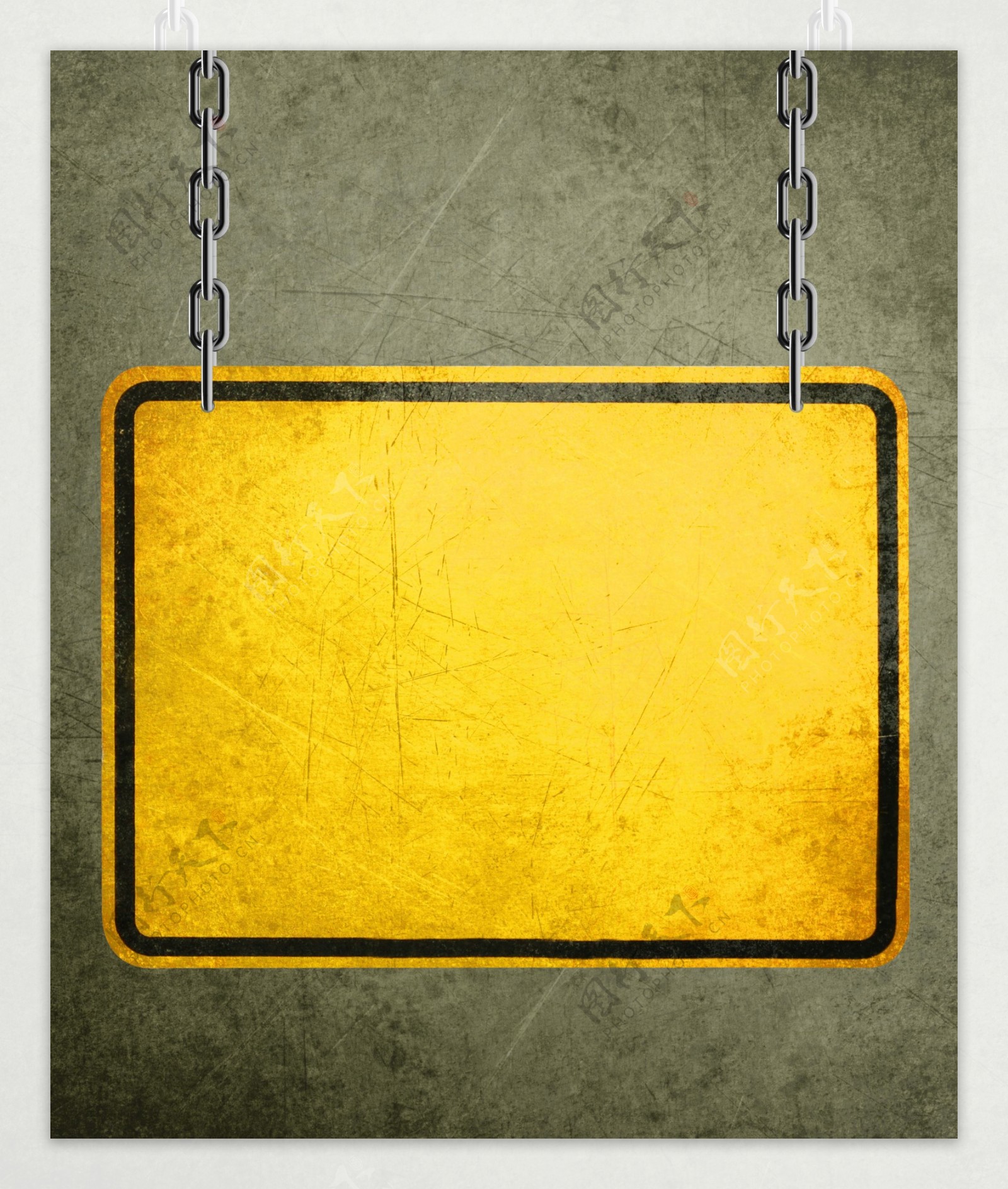 黄色铁皮铁链路标图片