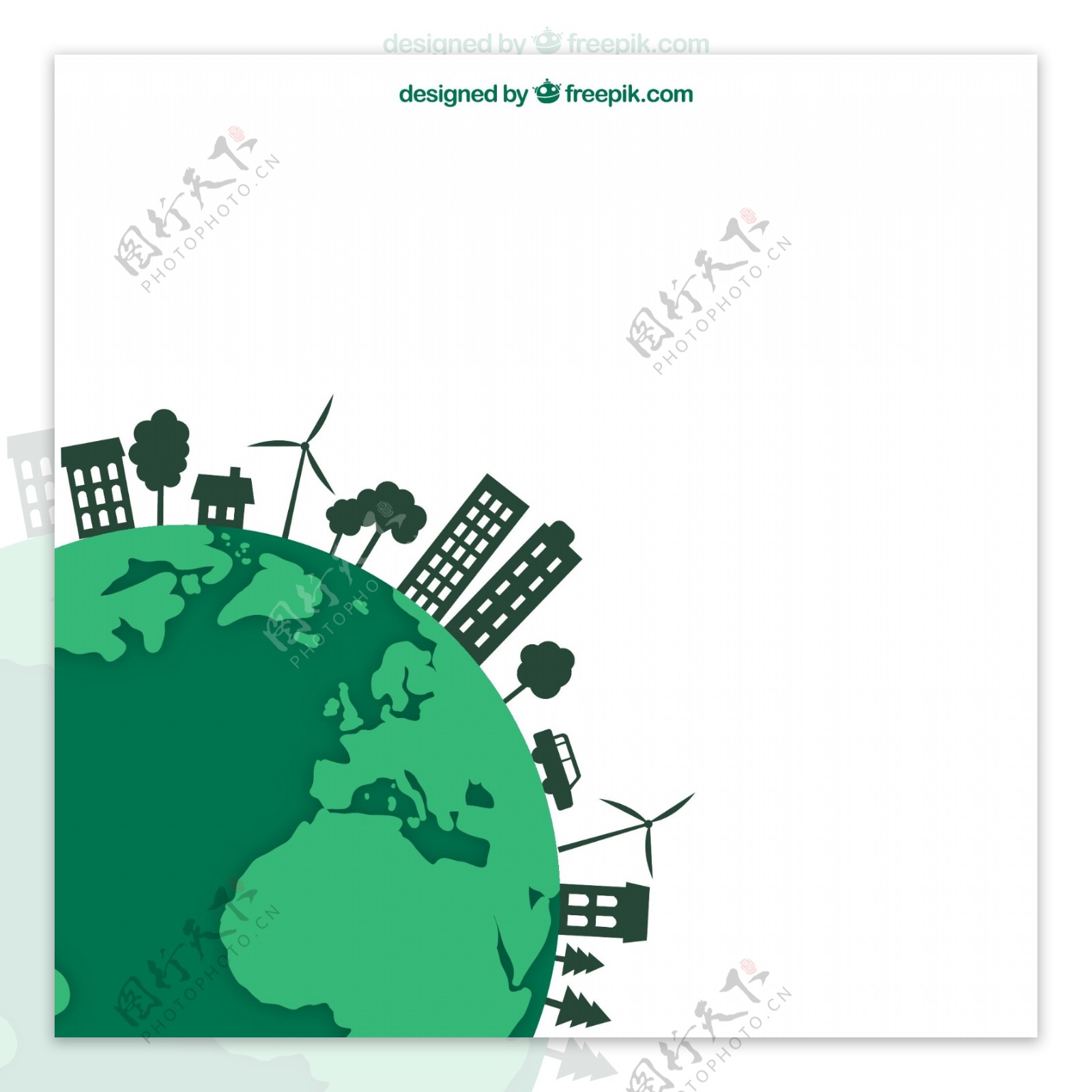 绿色生态地球矢量素材