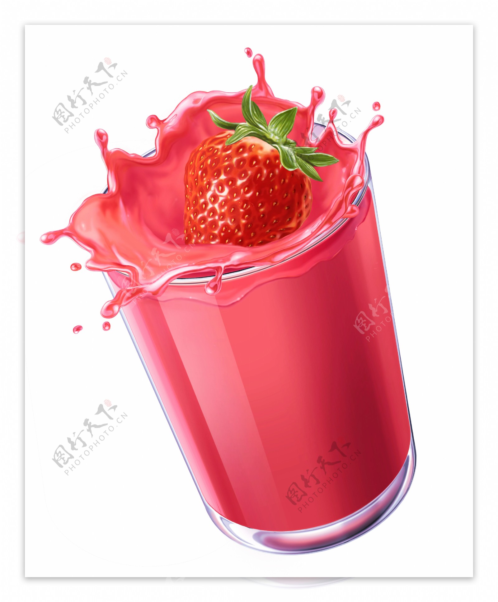 杯子饮料内的草莓图片