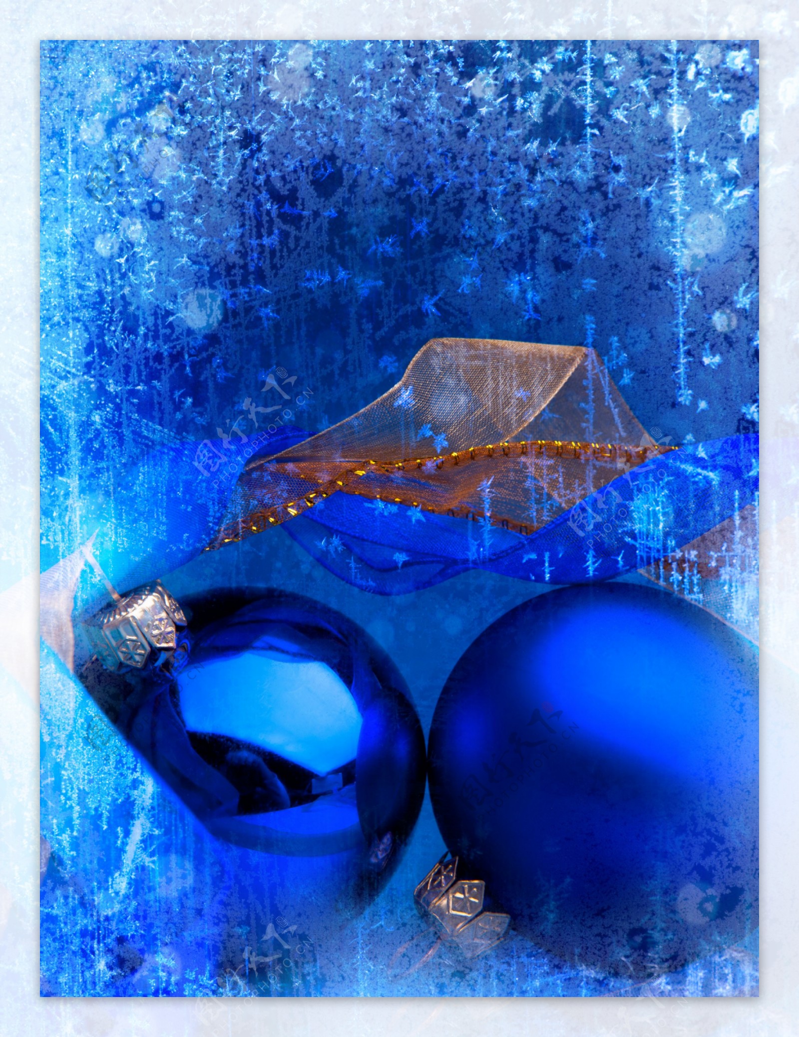 蓝色圣诞背景素材图片