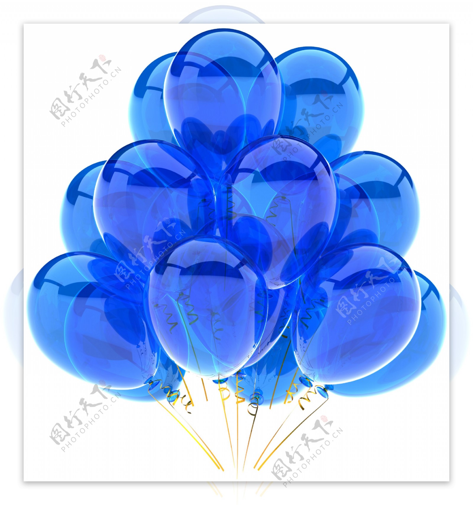透明蓝色气球图片