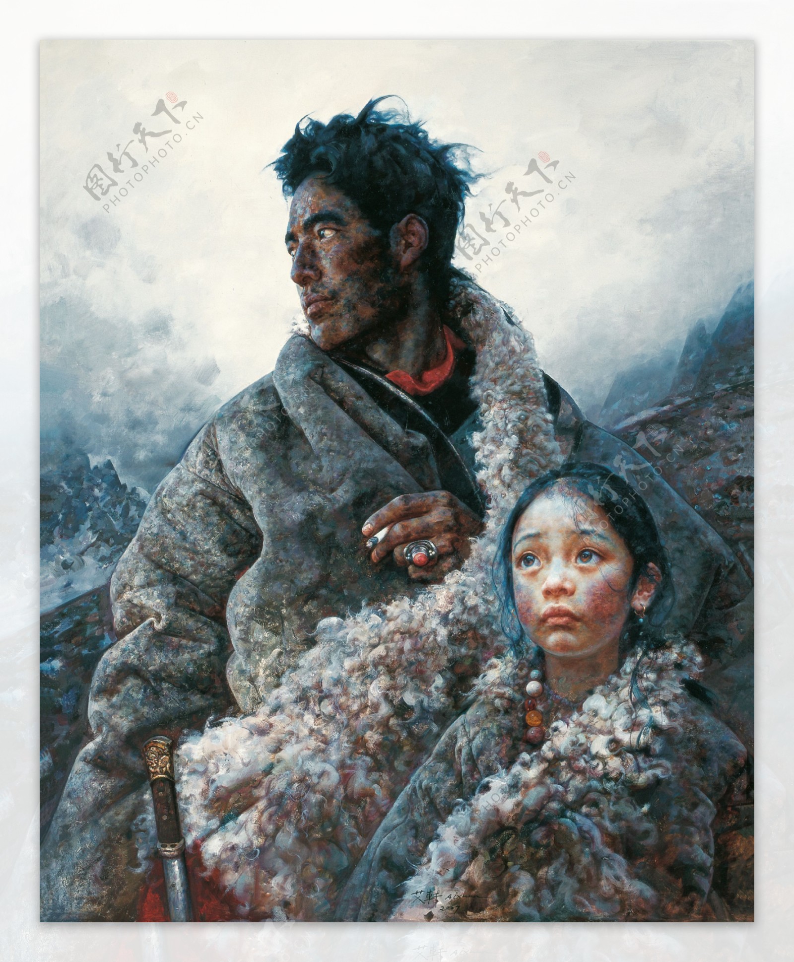 西藏人物油画图片