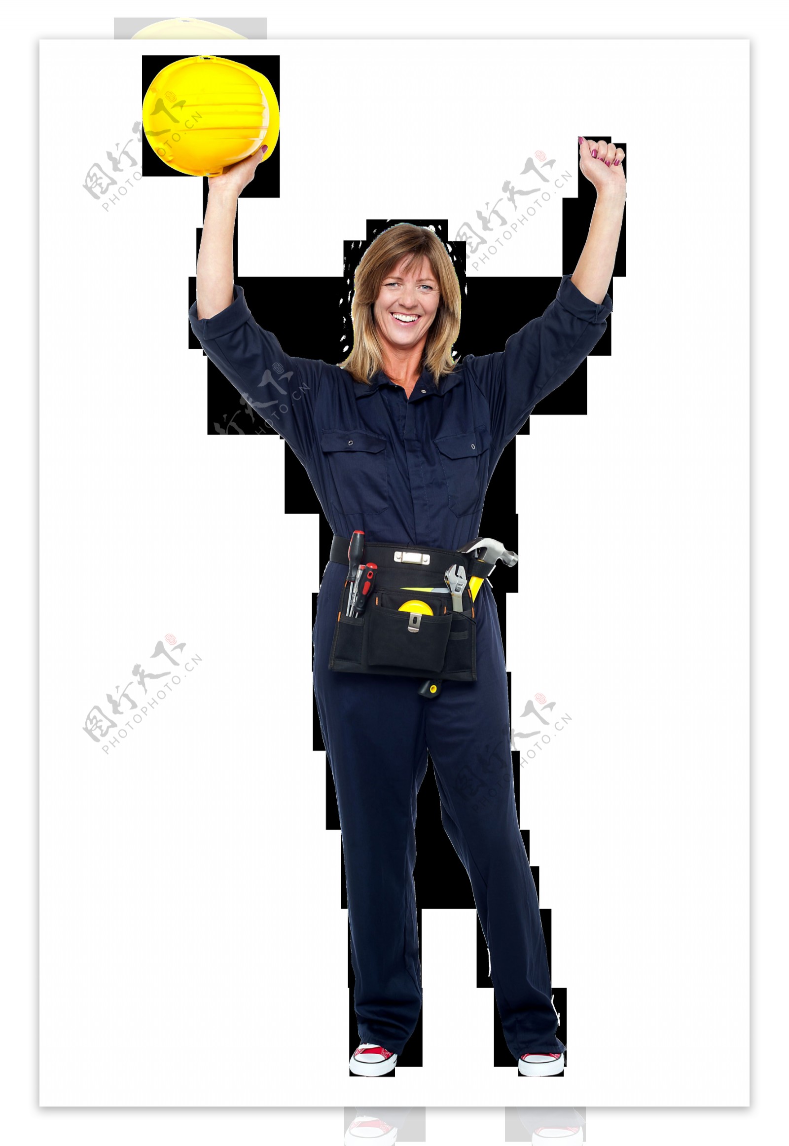 拿着安全帽的女工人图片