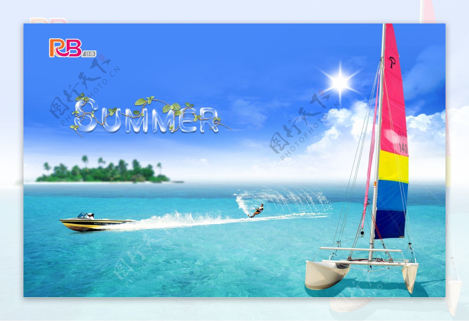帆船夏季吊旗海边凉爽清凉一夏
