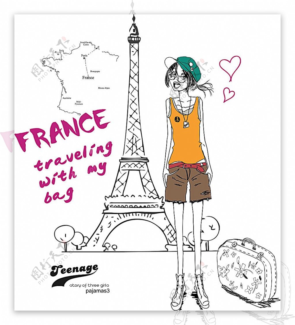 巴黎旅游的女孩