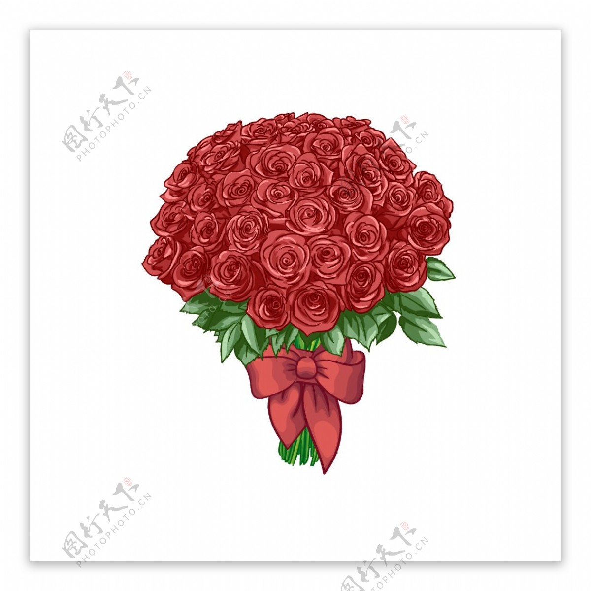 唯美红色玫瑰花捧花元素