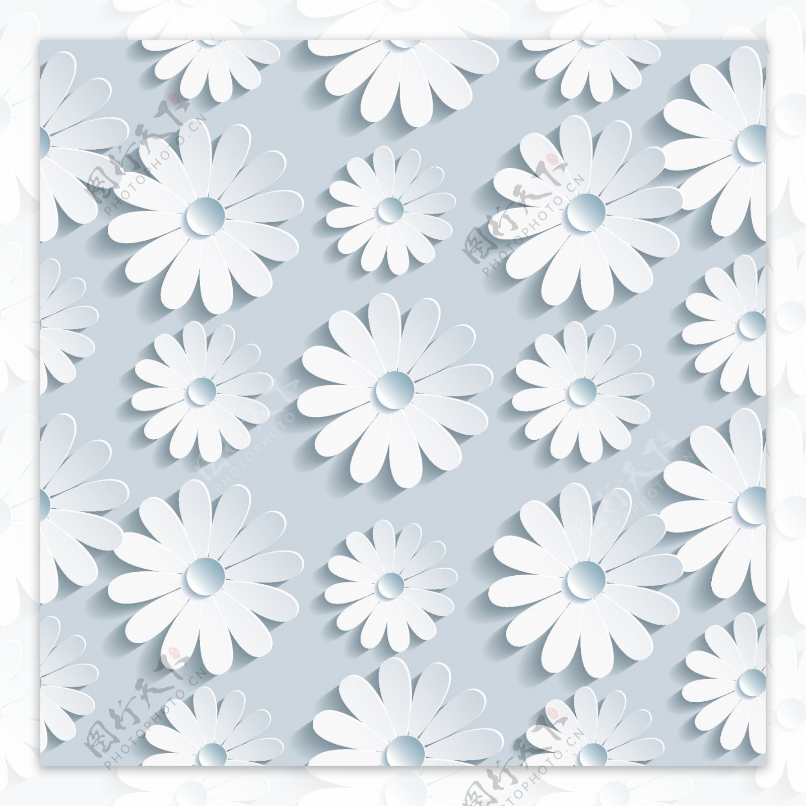 白色剪纸花朵