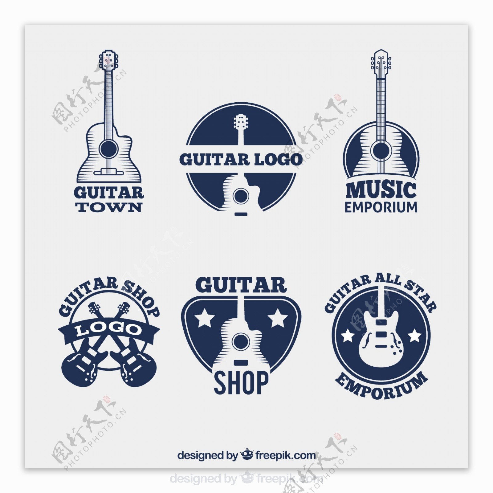 各种形状吉他元素图标标签