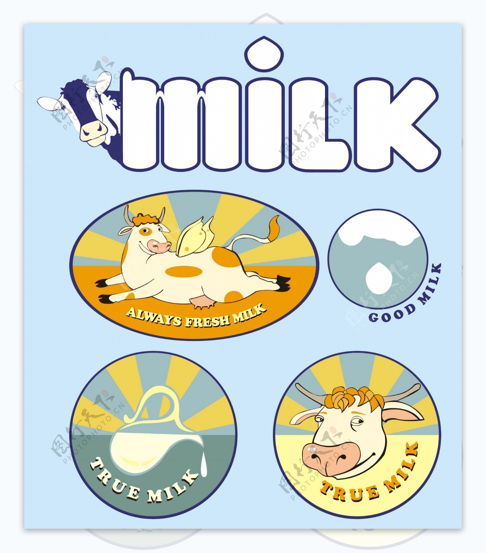 创意牛奶标签图案