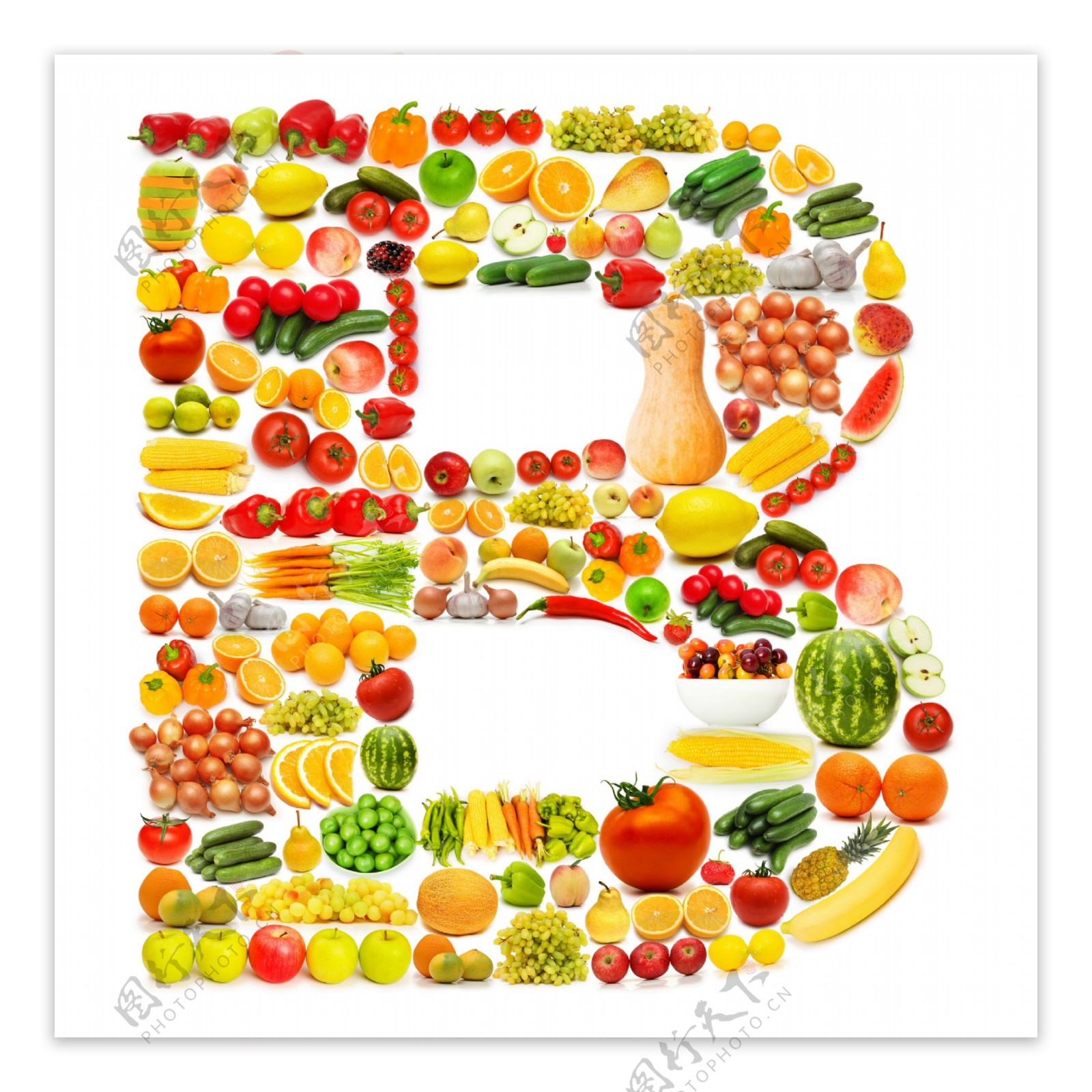 蔬菜水果组成的字母B图片