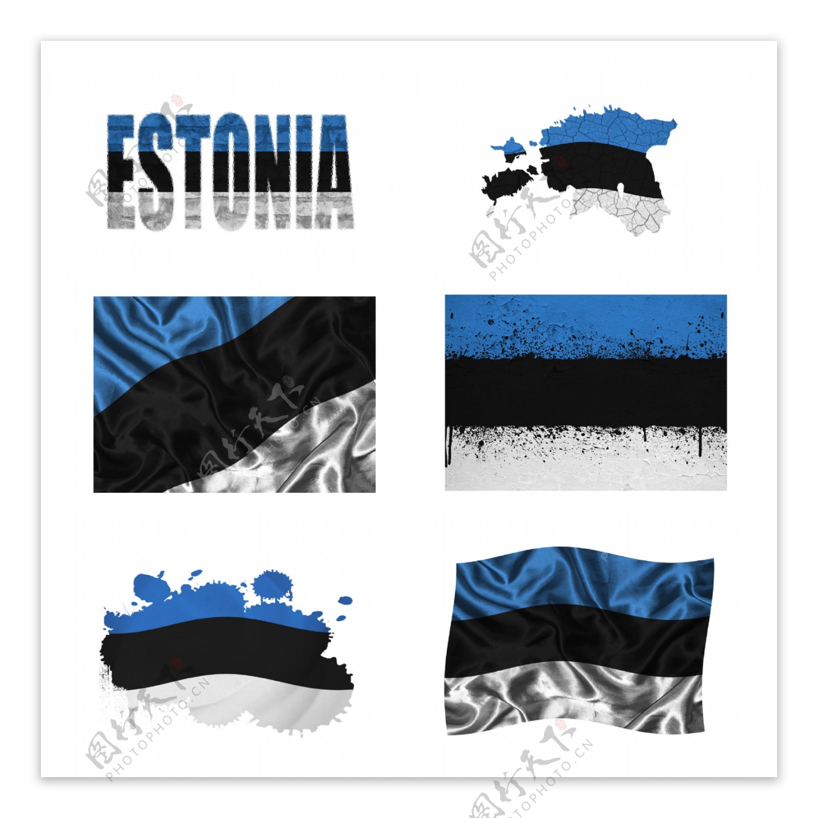 爱沙尼亚国旗地图图片