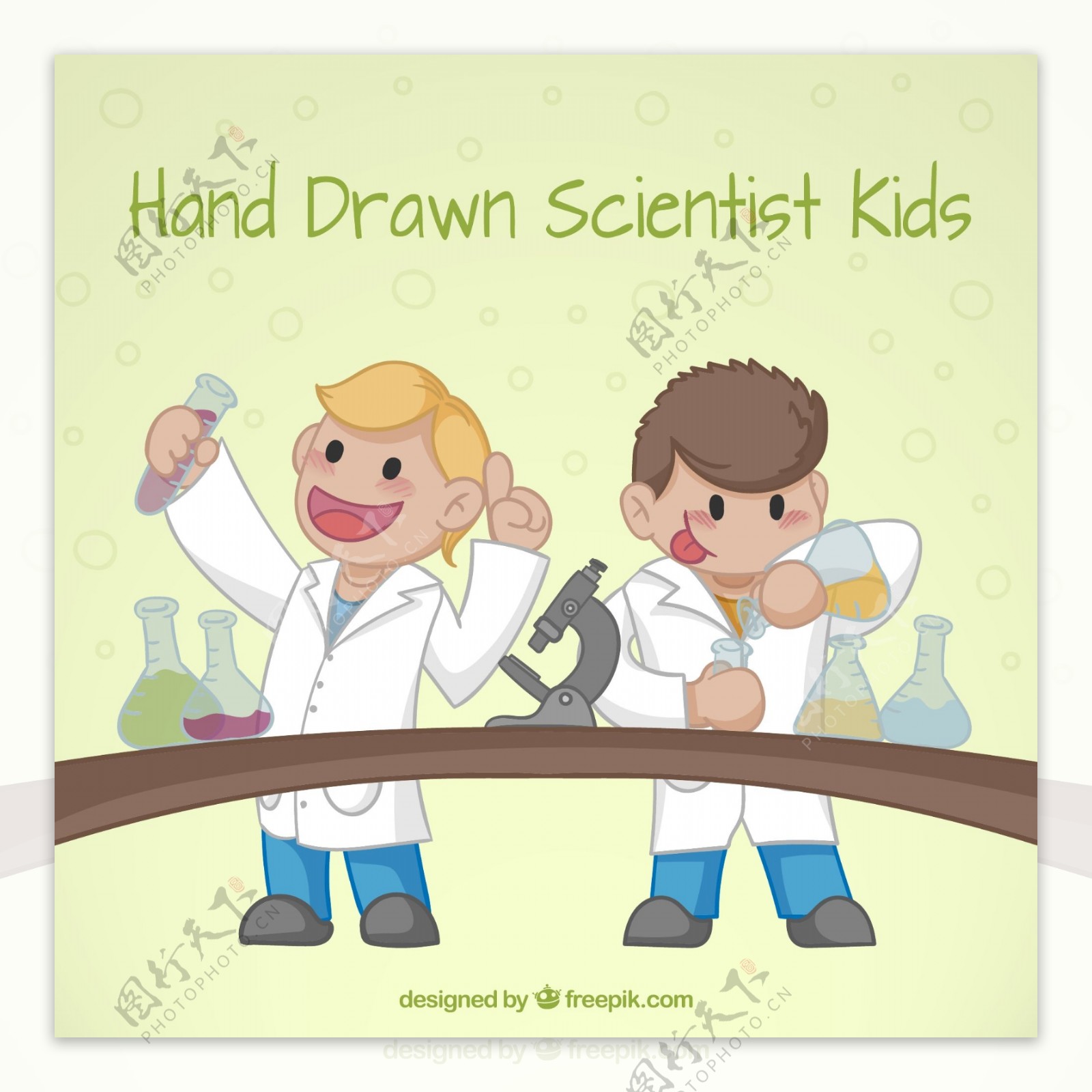 漂亮的卡通科学家孩子