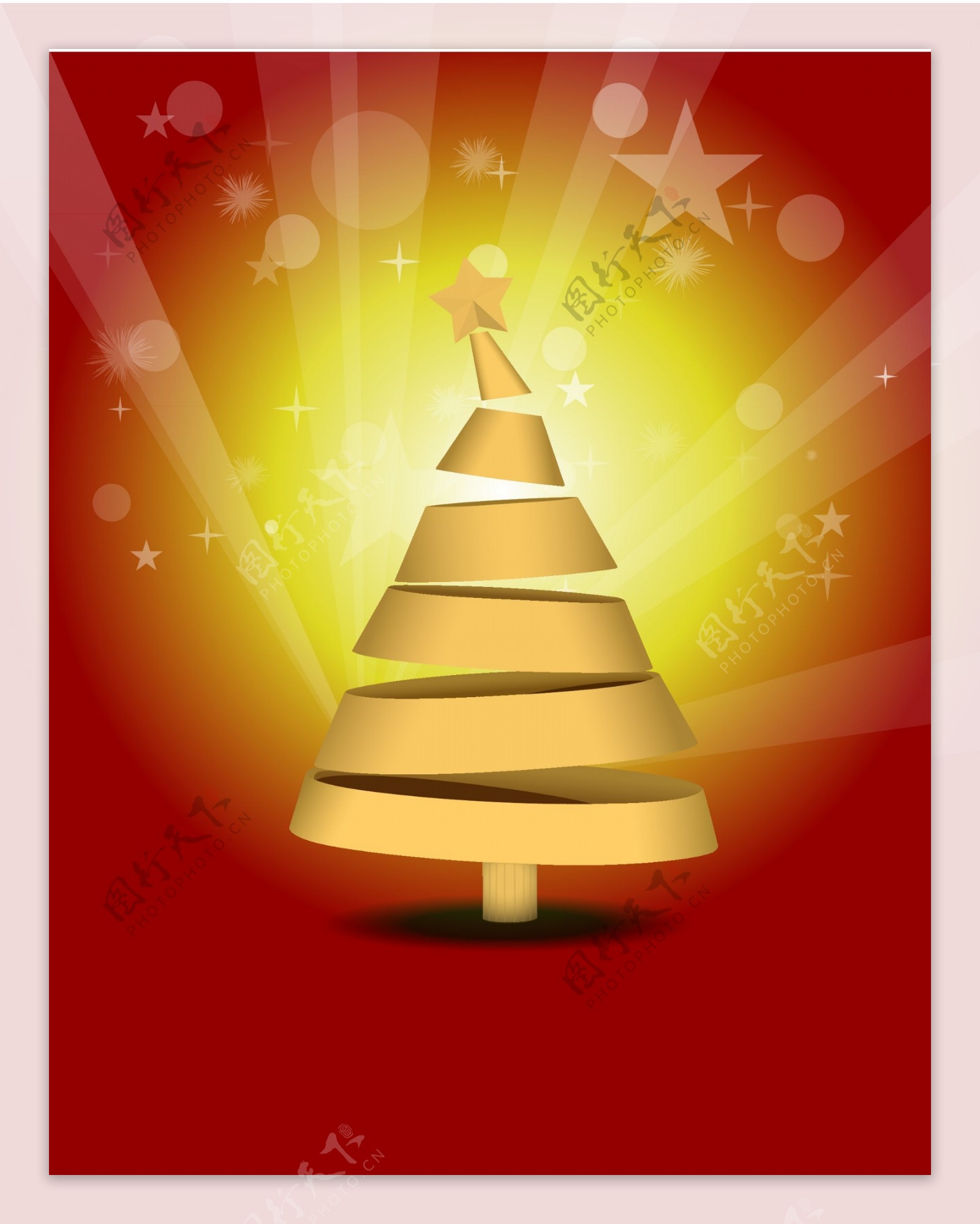 金色圣诞树矢量图素材