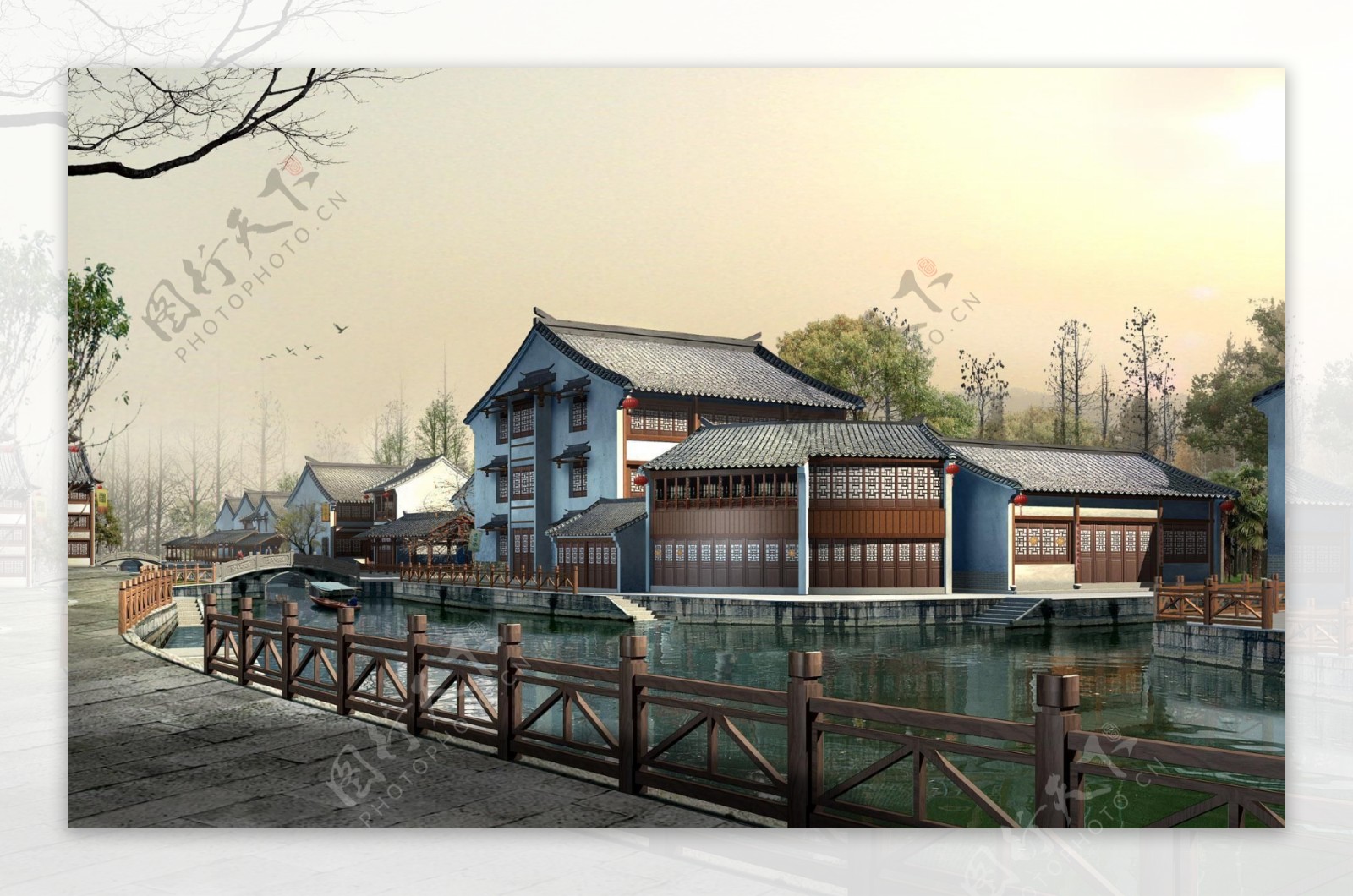 江南古镇建筑效果设计图片