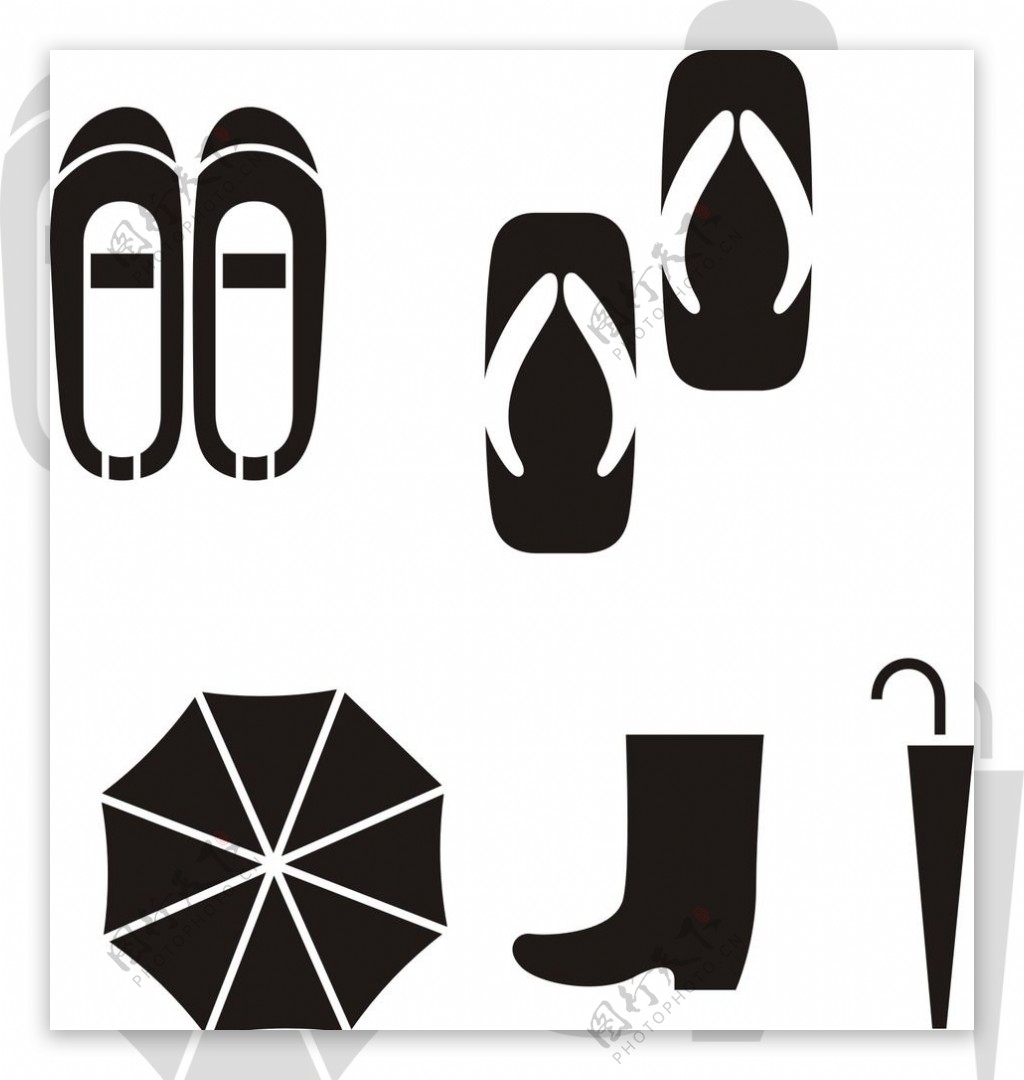 雨伞木屐鞋子靴子