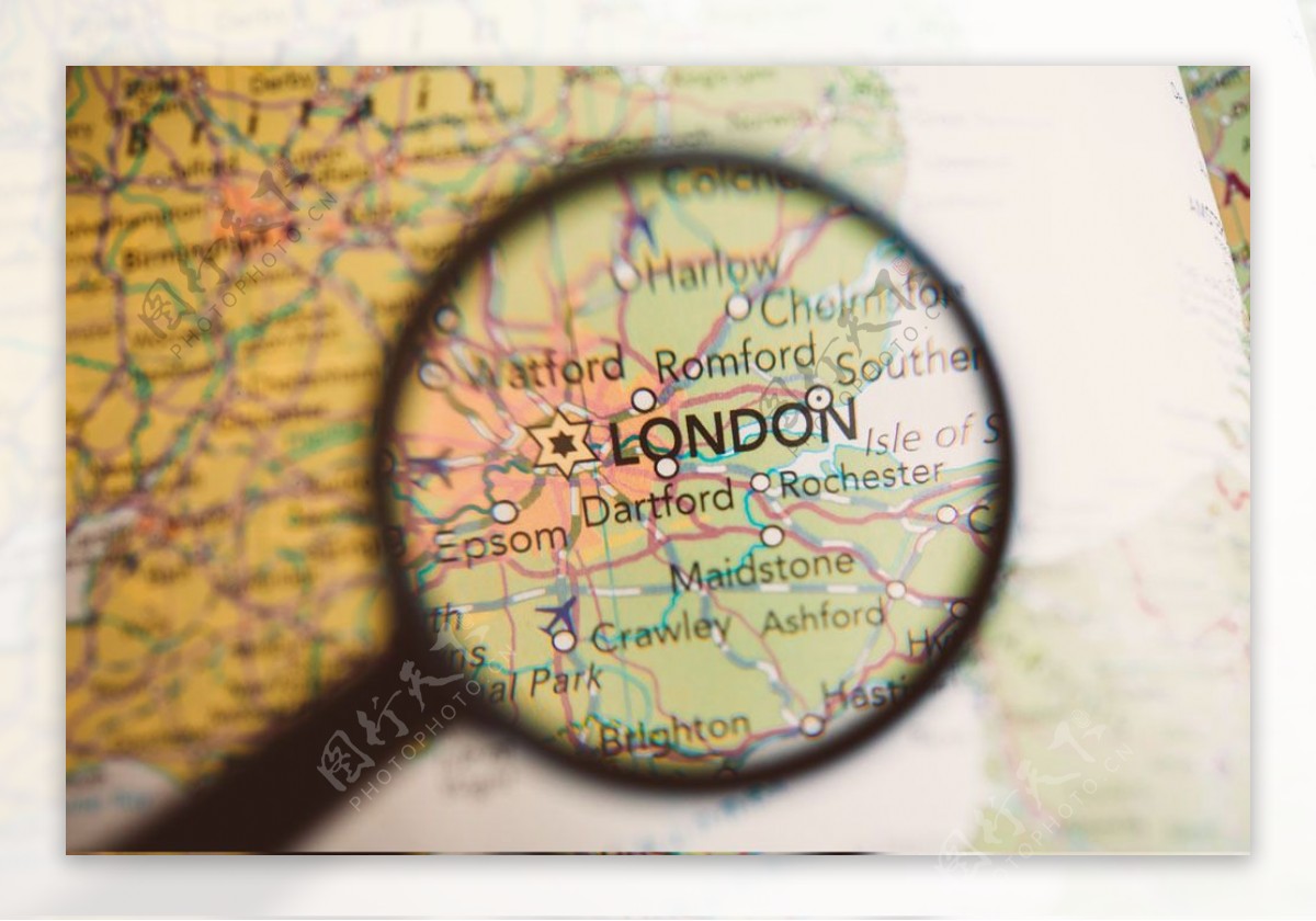 放大镜伦敦地图图片