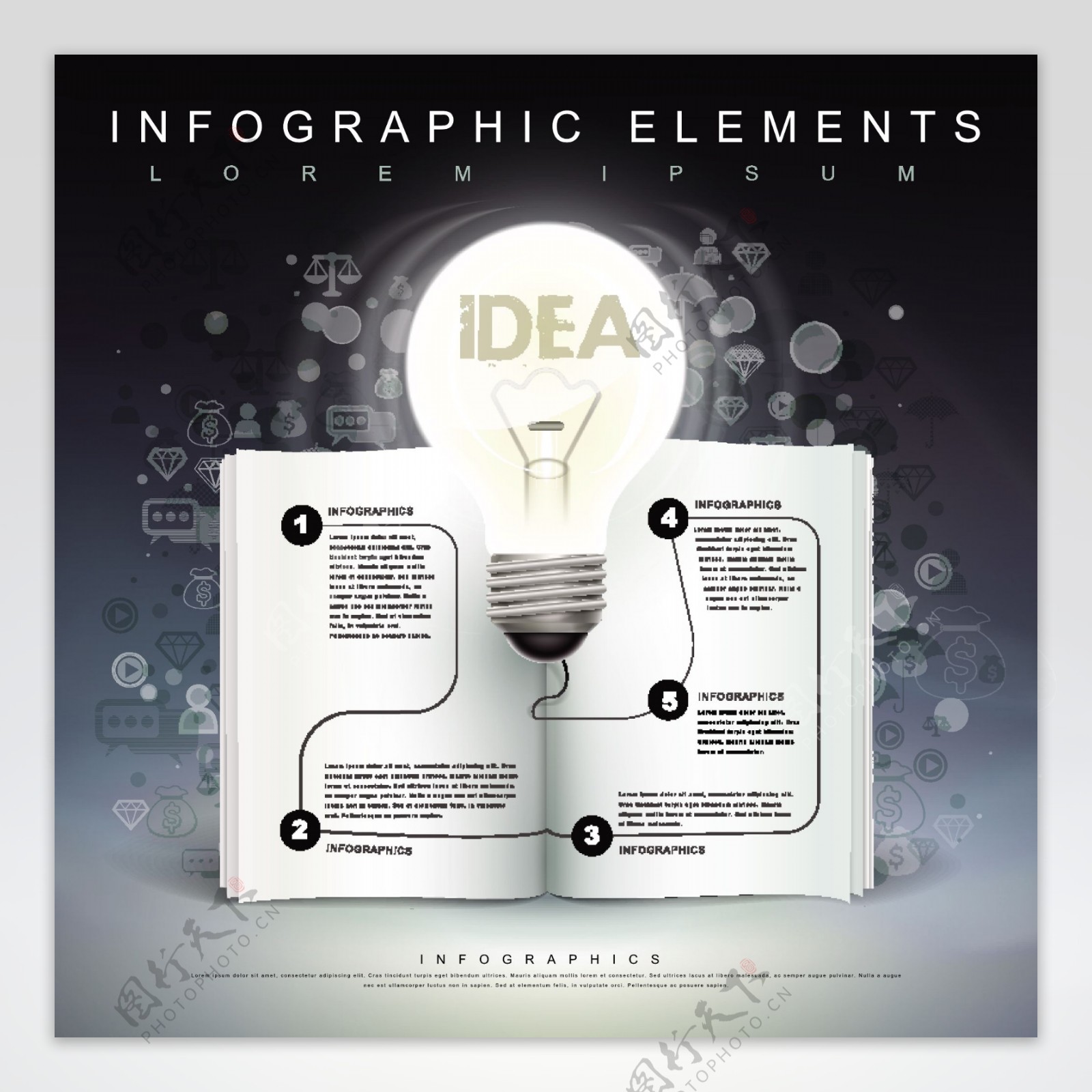 创意电灯泡与信息图表矢量素材