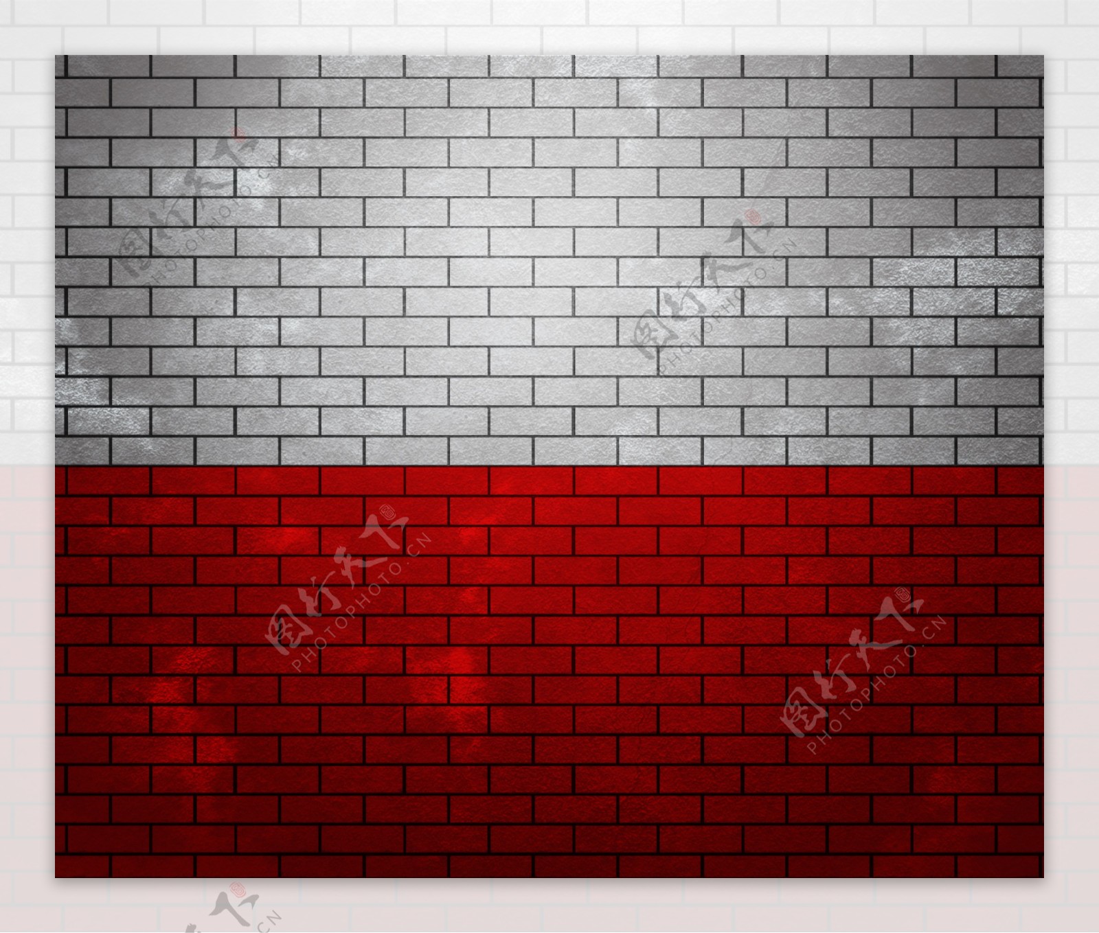 波兰在砖墙上的旗帜