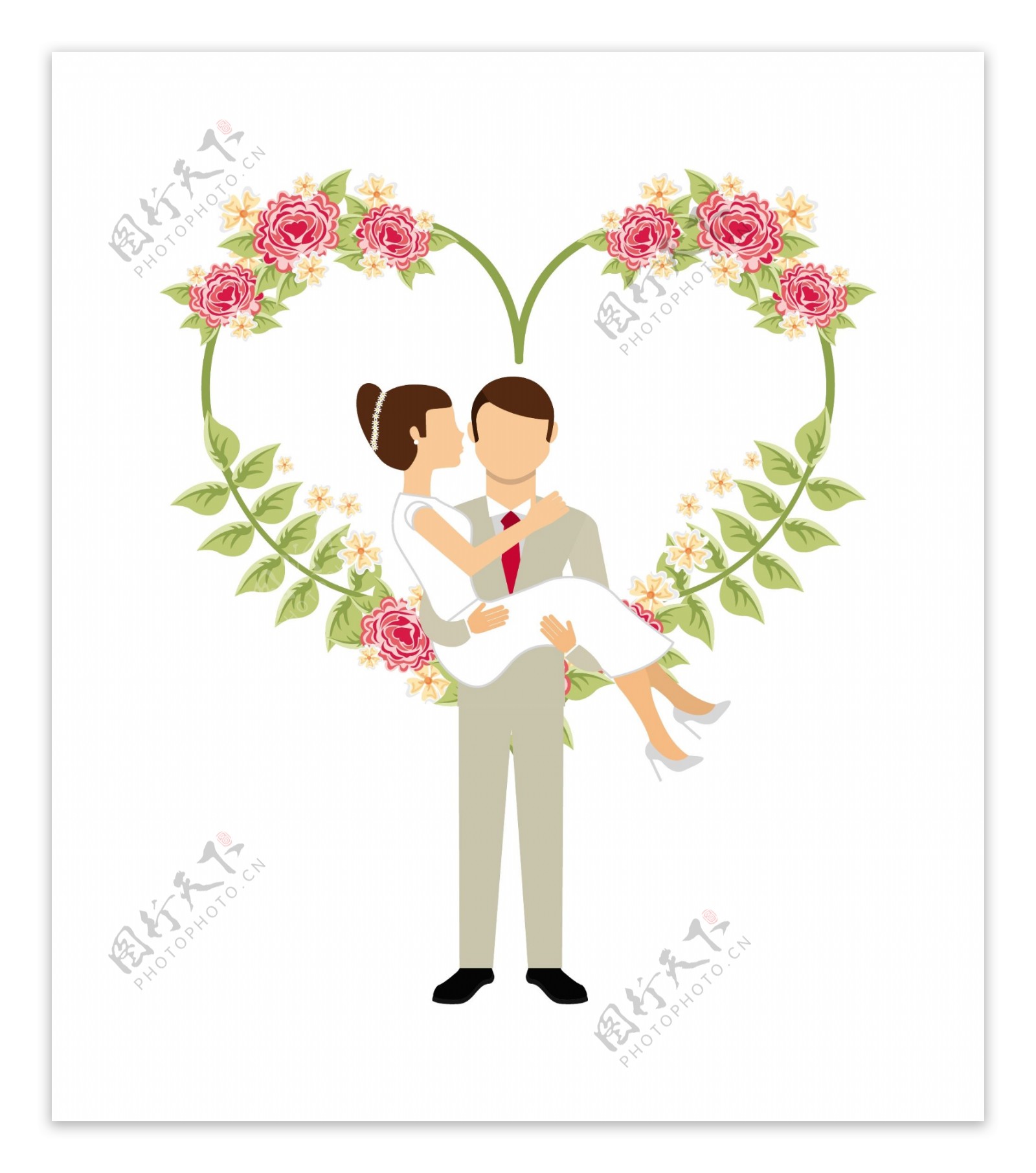 西式婚礼浪漫卡片设计矢量素材模板下载