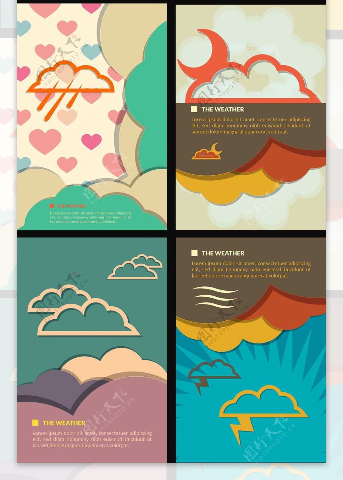 扁平化线性天气卡通海报