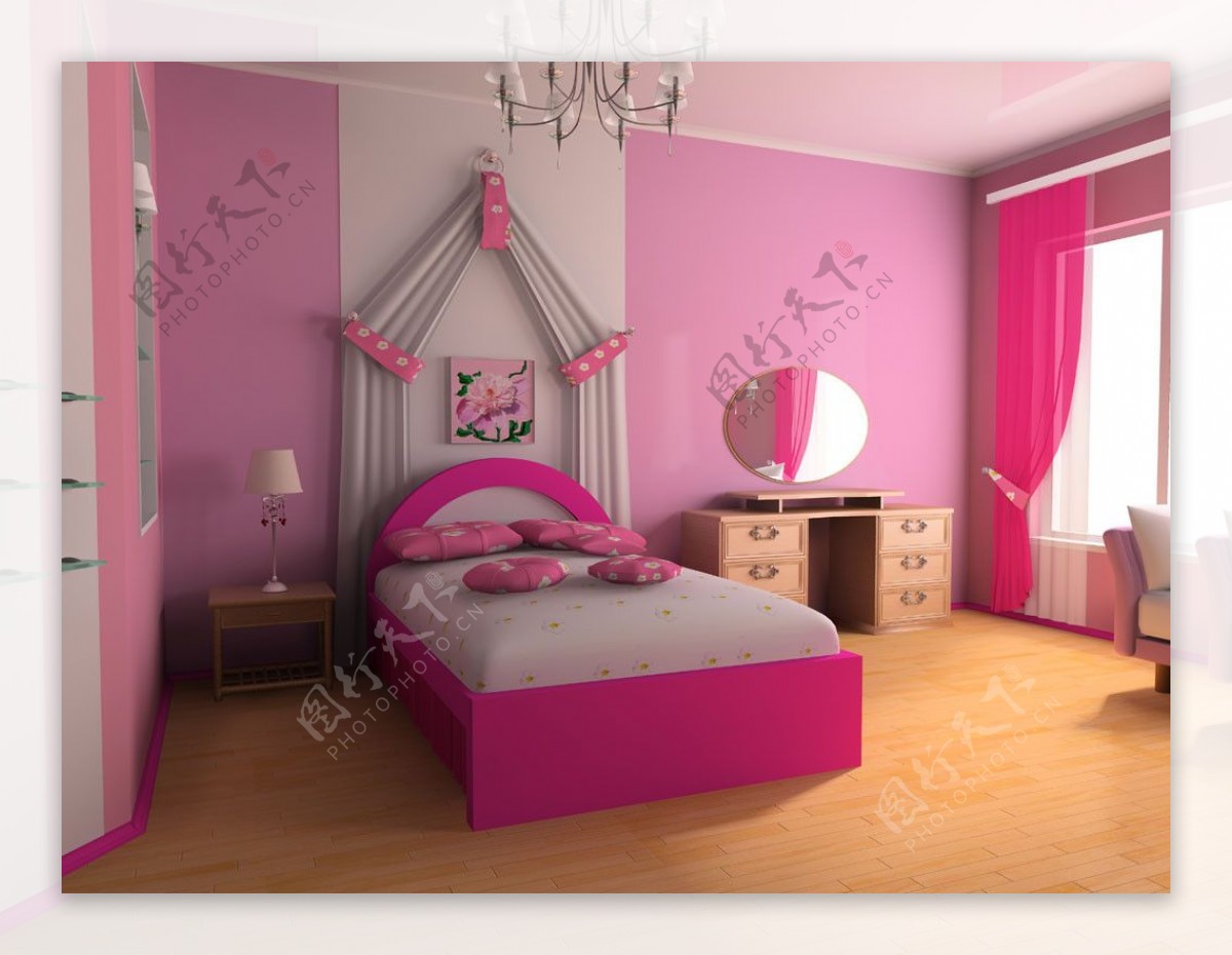 粉色卧室装修设计图片1