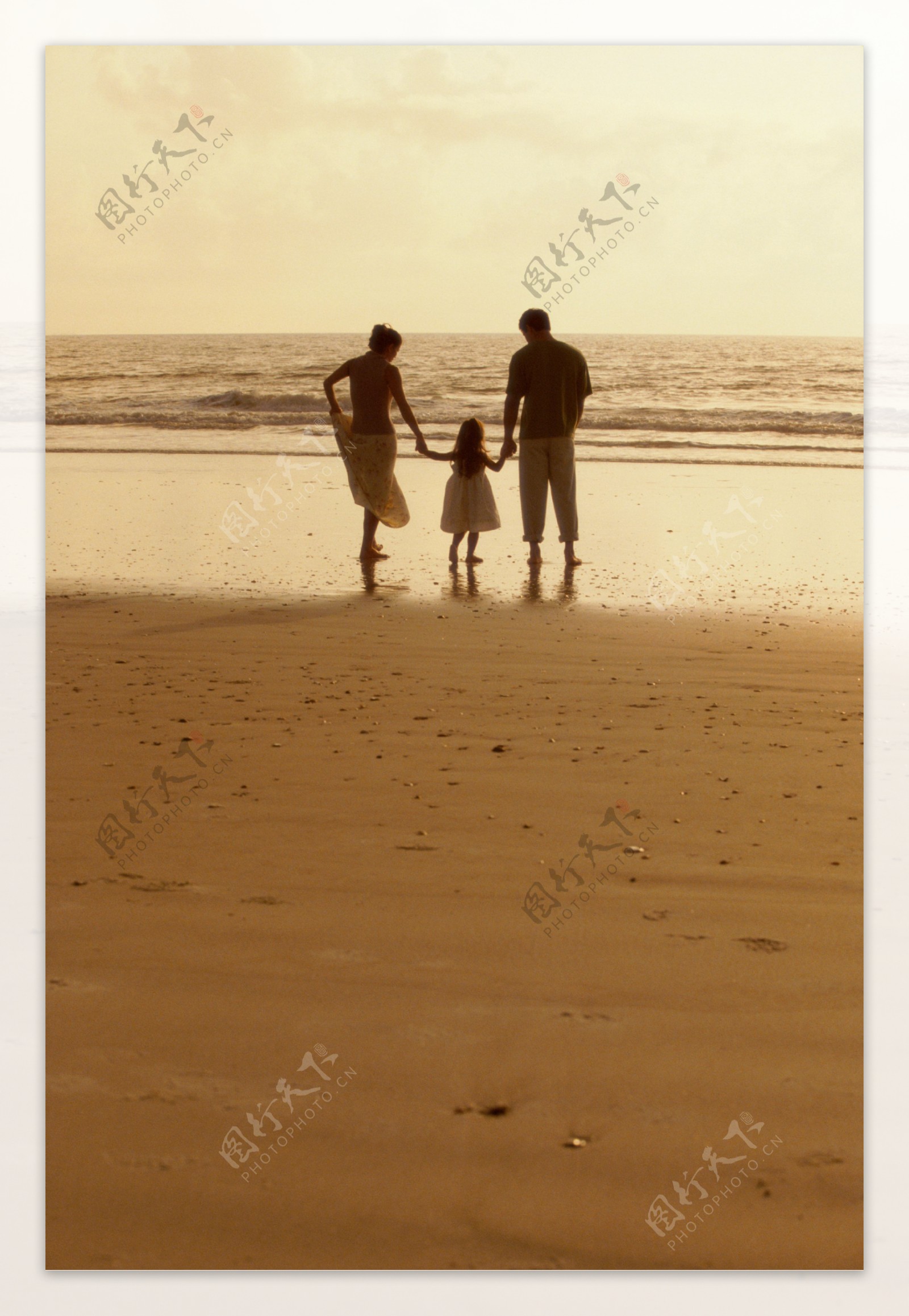 海滩上的幸福家庭图片