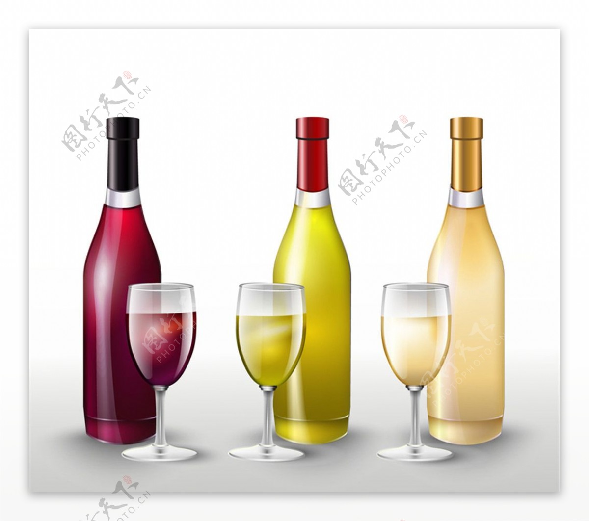 精美葡萄酒和酒杯矢量图