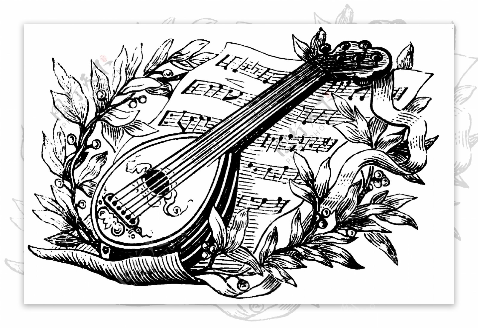乐器图案古典纹饰欧式图案0285