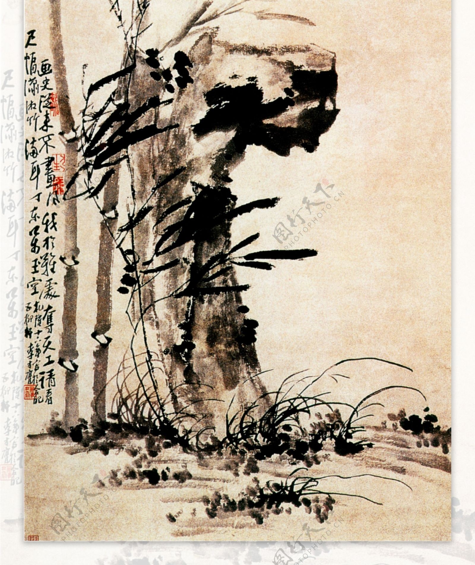 潇湘风竹图花鸟画中国古画0527