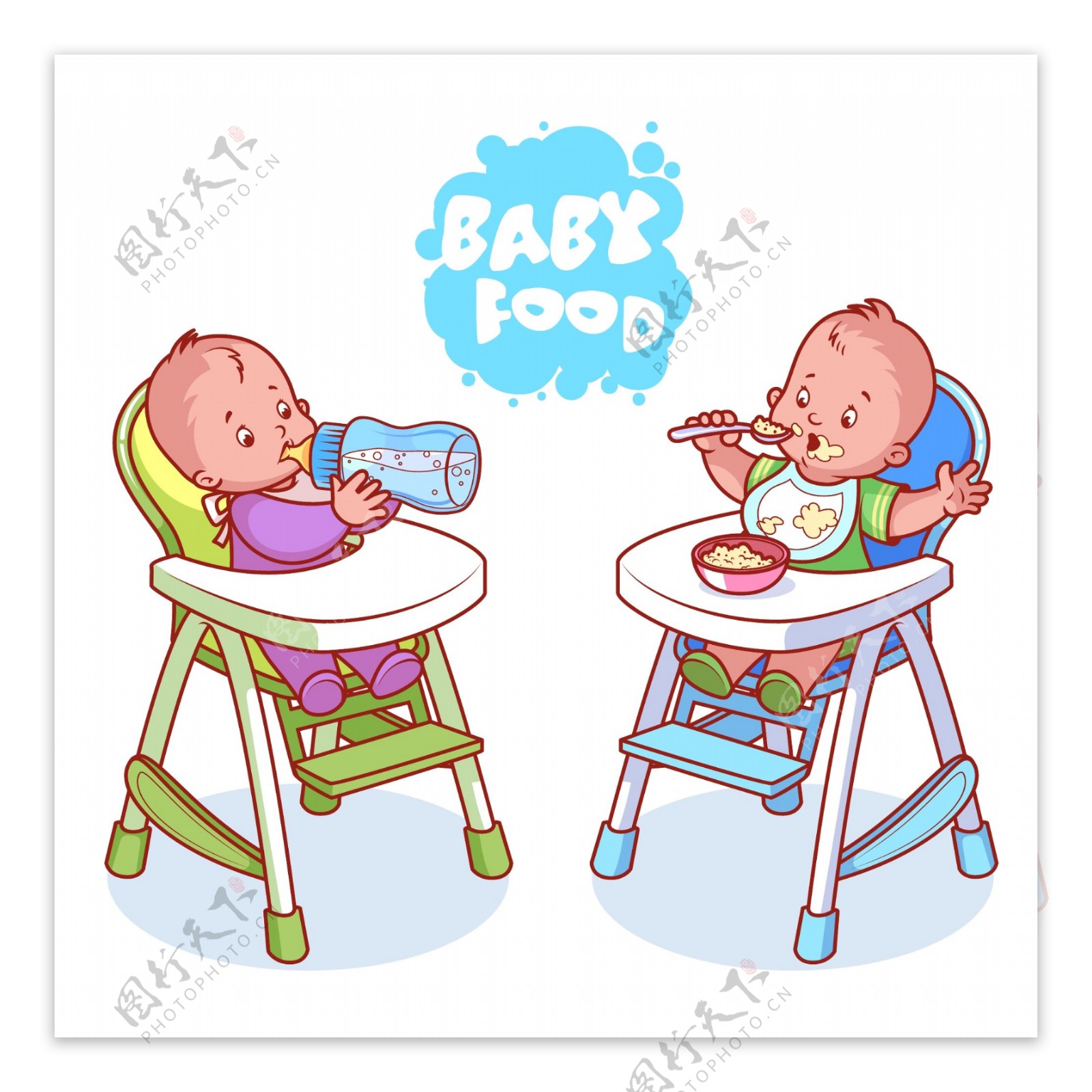 卡通吃饭婴儿插画