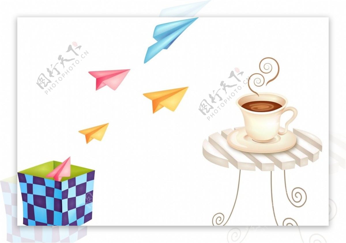 咖啡桌纸飞机