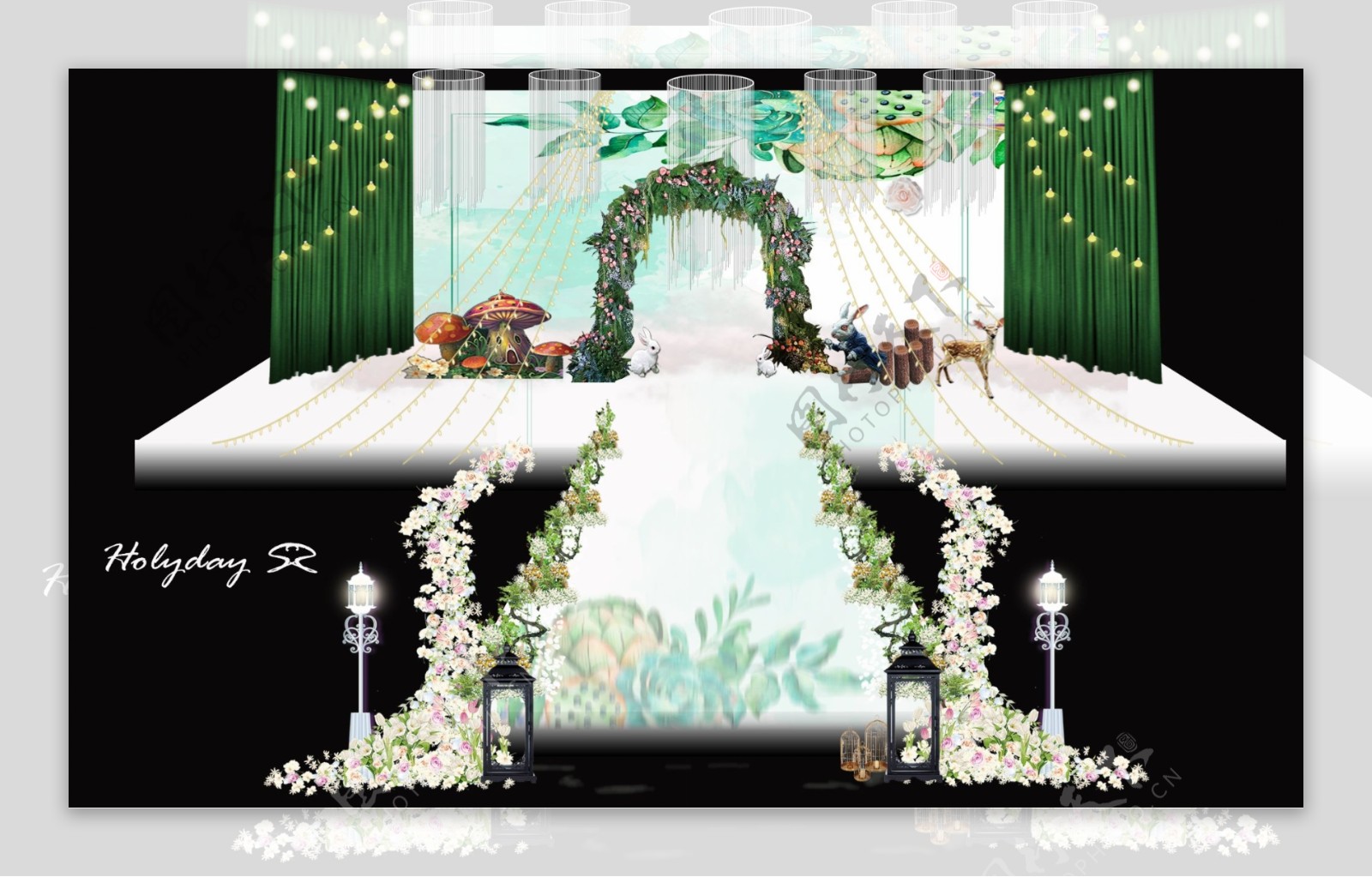 白绿色森系婚礼-PSD效果图|空间|舞台美术|0米小念0 - 原创作品 - 站酷 (ZCOOL)