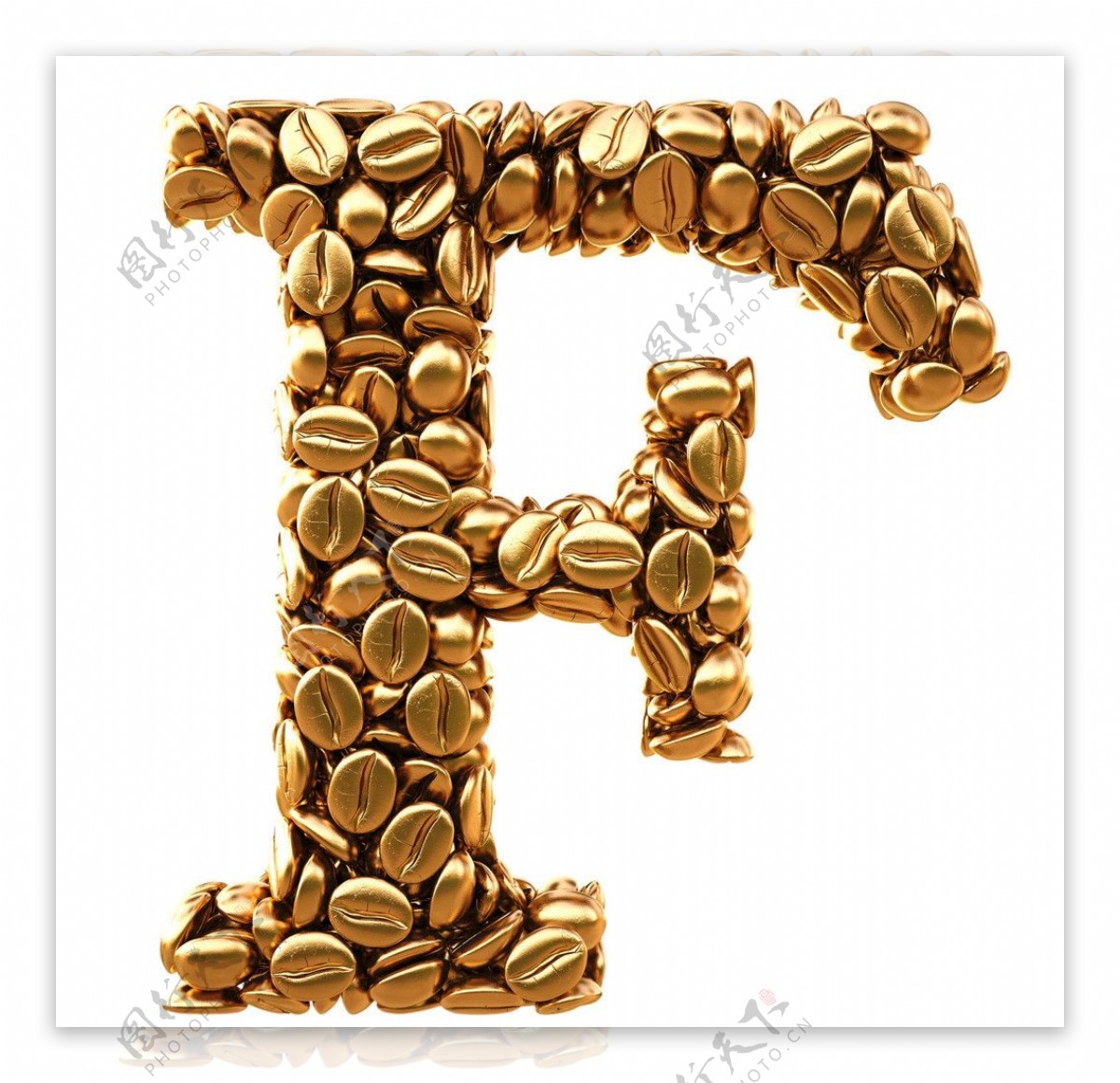 金色咖啡豆F字母