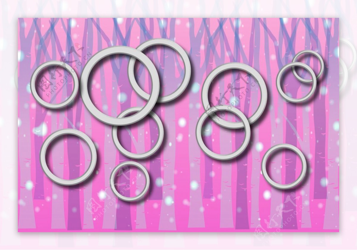 粉系3d浪漫圆圈背景墙壁纸图案