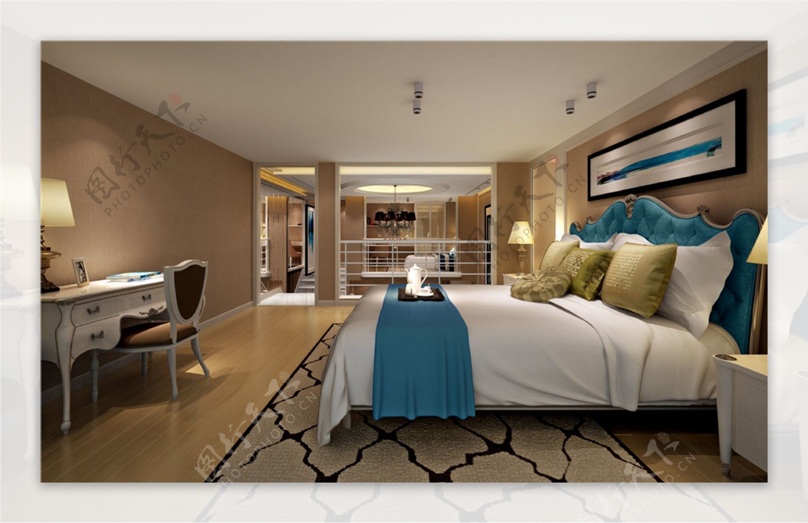欧式简约卧室大床设计图
