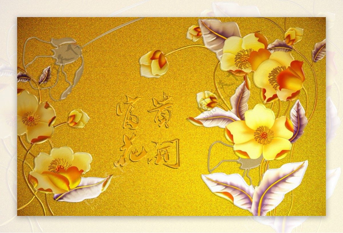 花卉金色背景素材