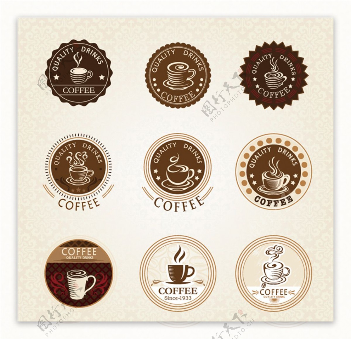 复古优质咖啡标签矢量图
