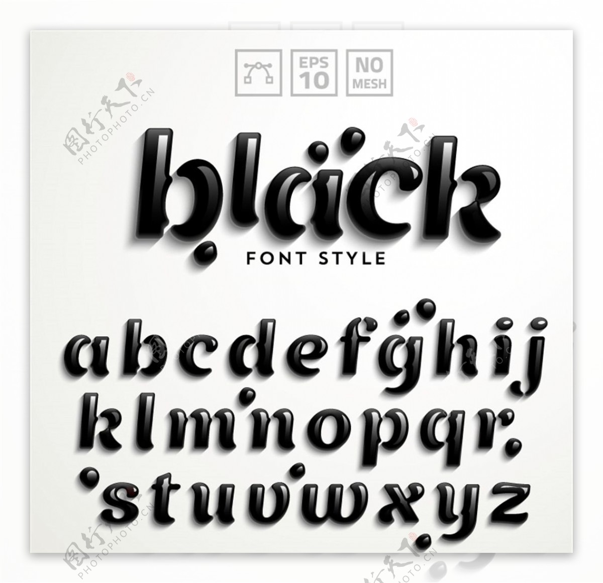黑色质感字母设计矢量素材