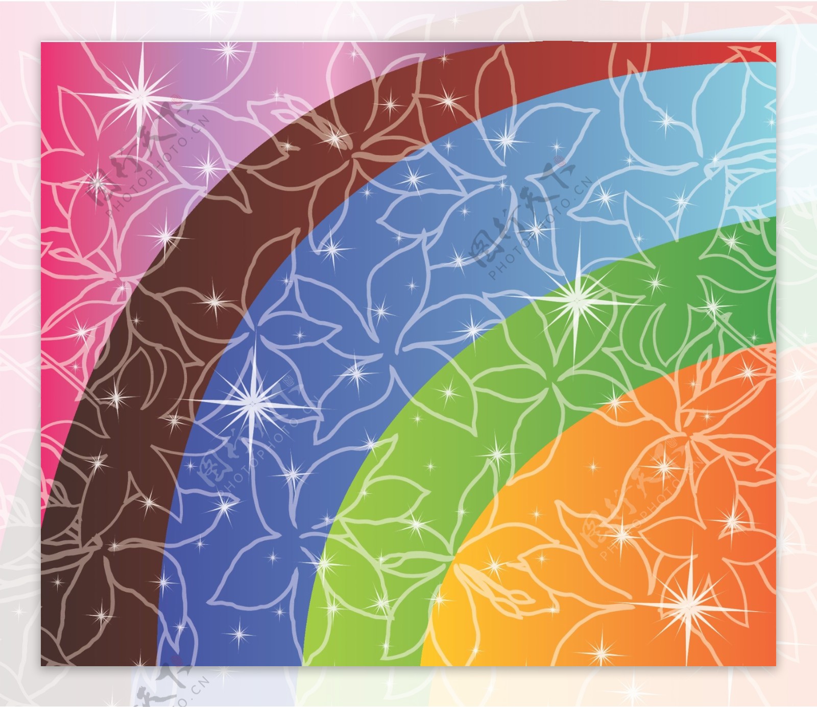 彩色花自由体艺术设计元素图案背景