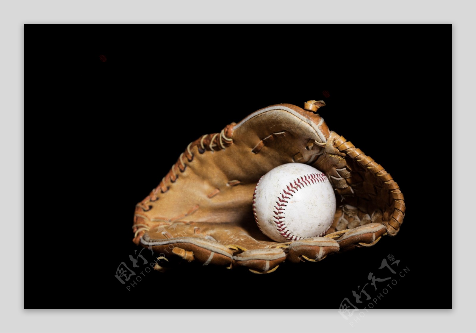皮袋里的棒球图片