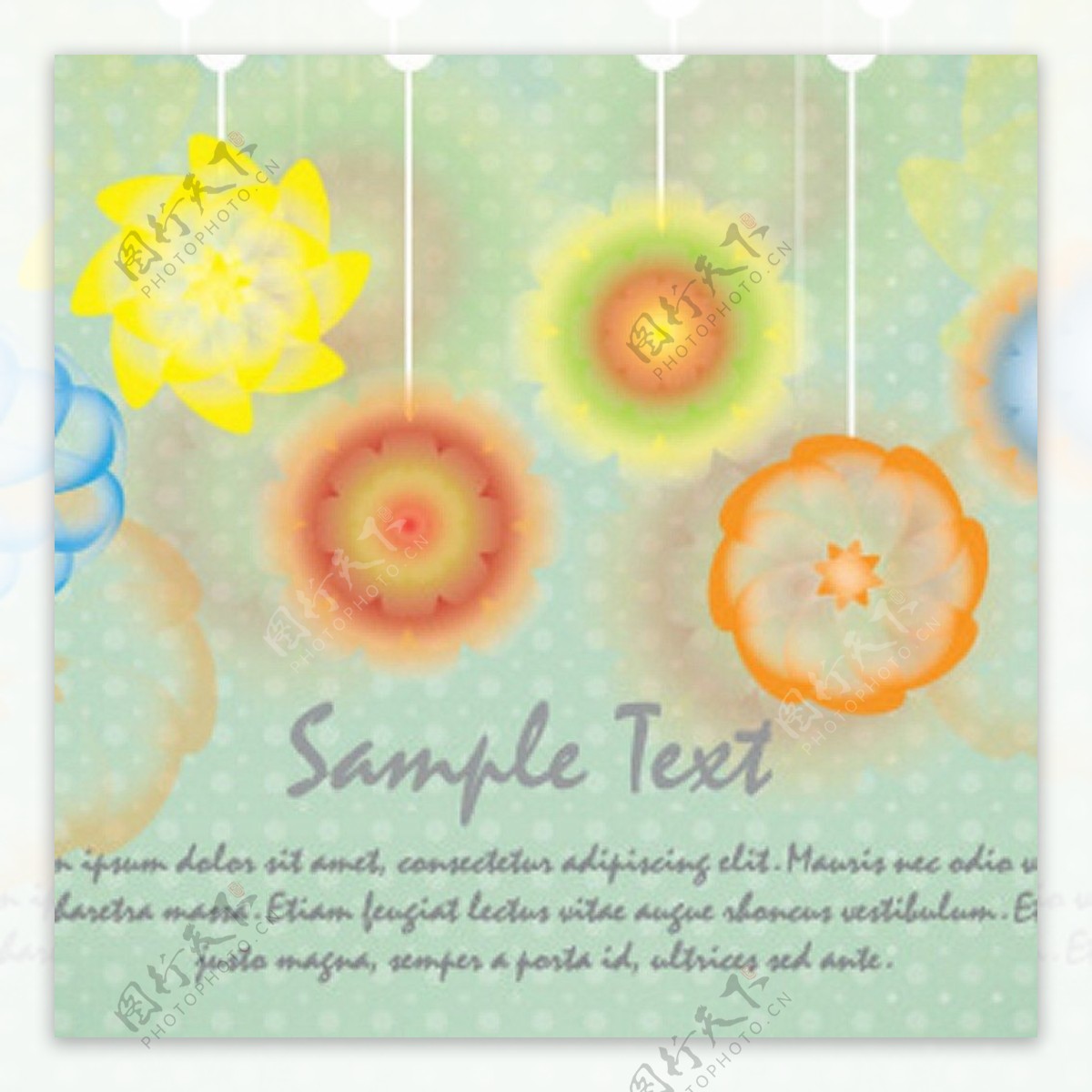 水彩花卉卡设计元素图案背景
