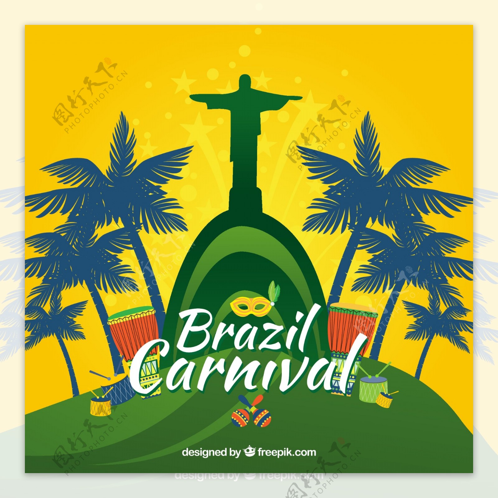 耶稣像巴西狂欢节的背景