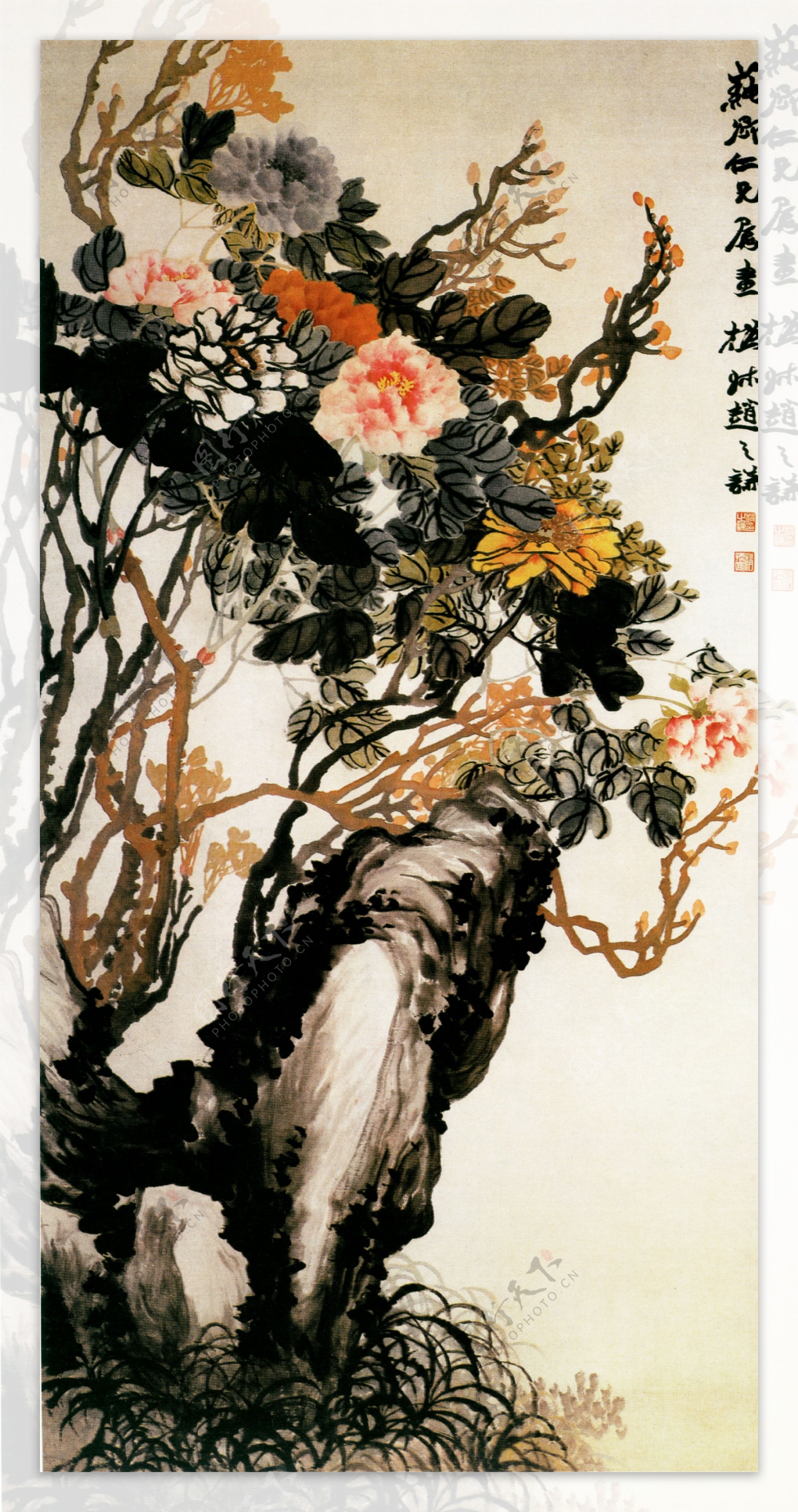 牡丹图花鸟画中国古画0595