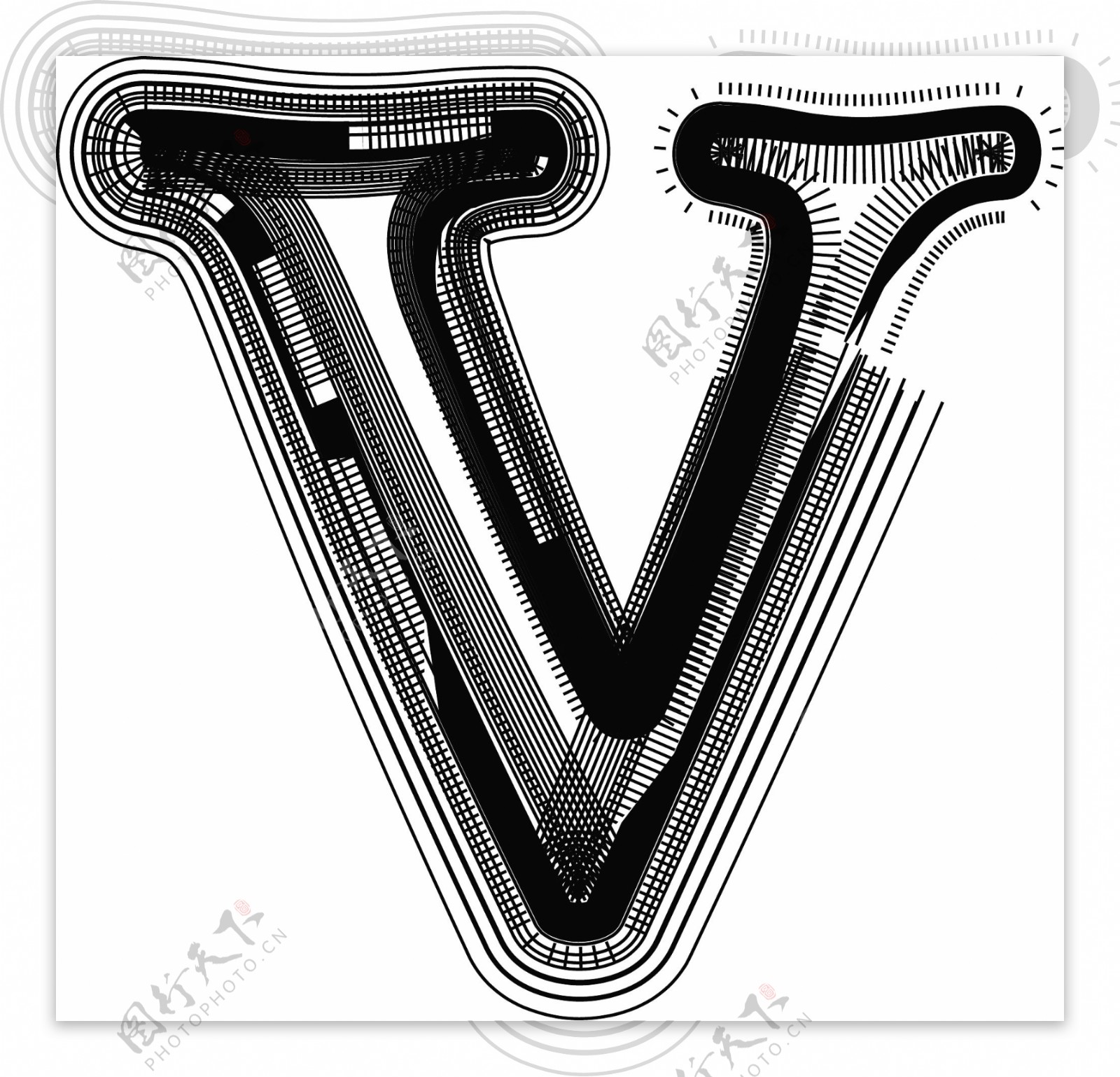字母V字体插图