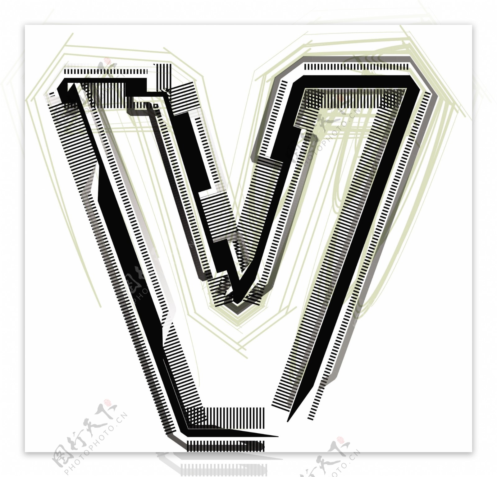 字体的字母V技术