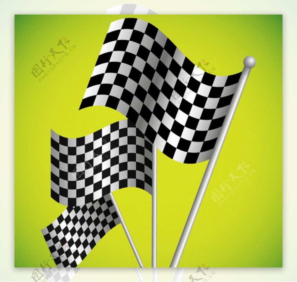 F1赛车黑白方格旗背景矢量素材