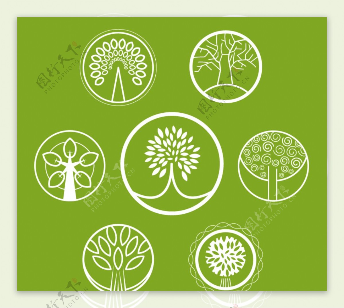 圆形抽象树木图标